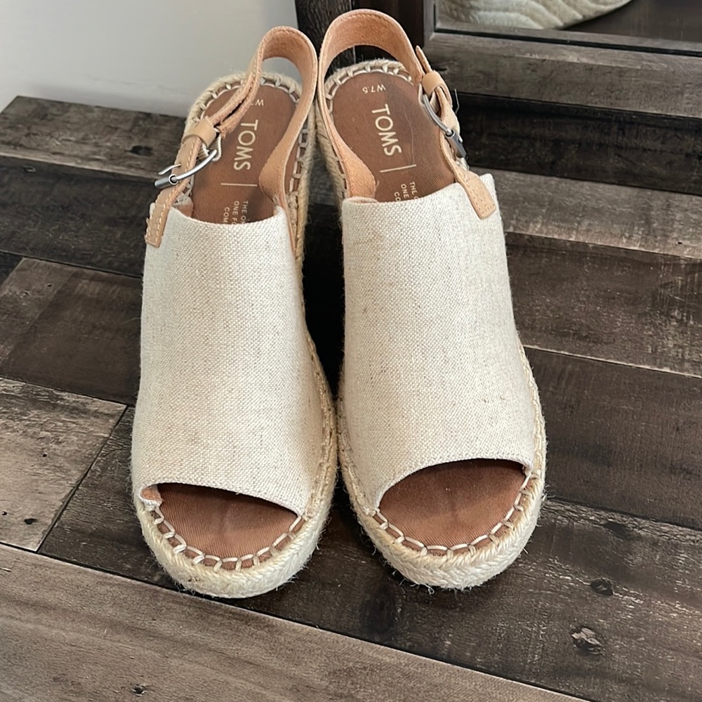 Toms Cream Wedge Sandals